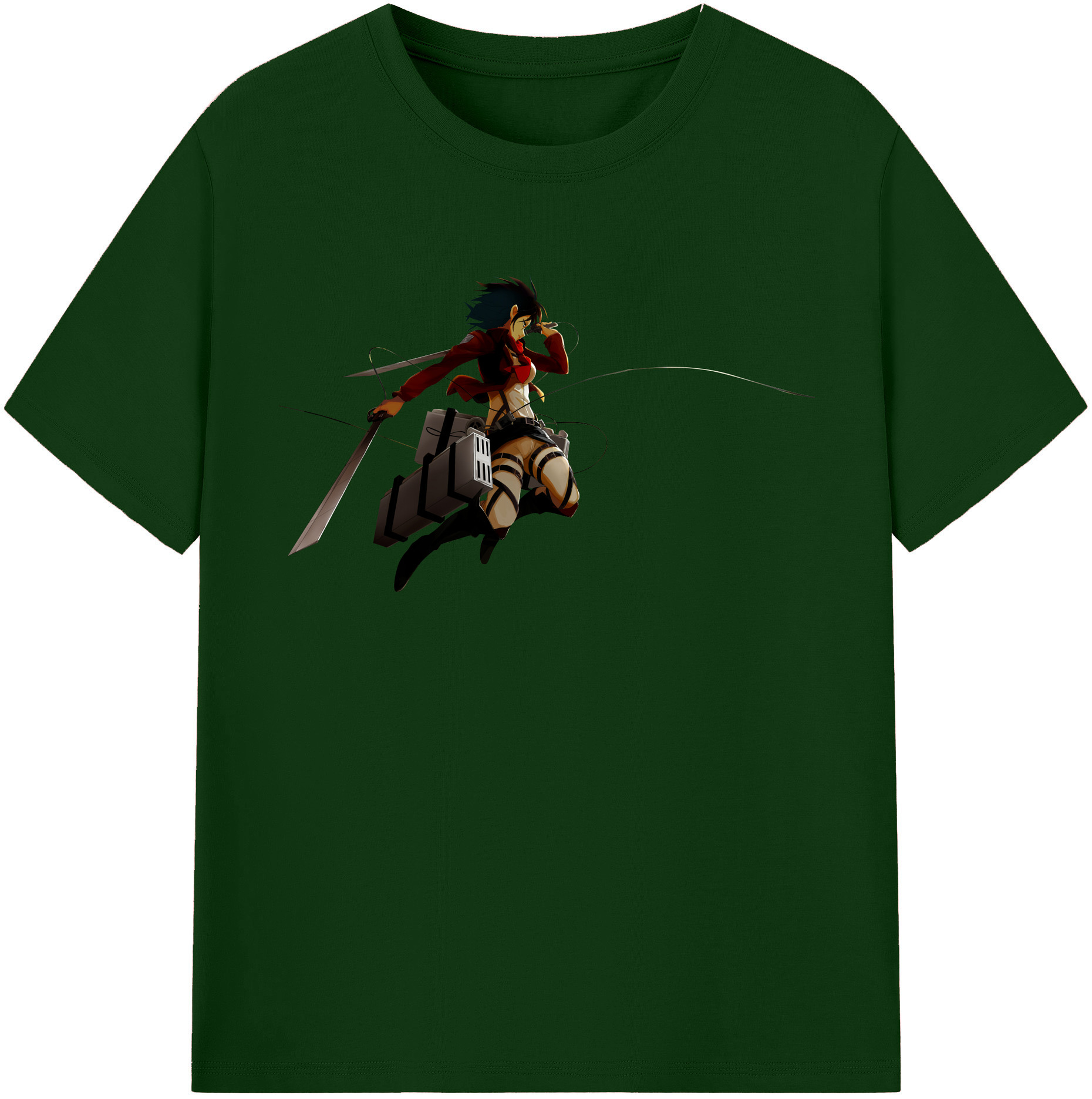 （画像用） 進撃の巨人 ミカサ·アッカーマン Attack on Titan Mikasa Ackerman 綿100％半袖Tシャツ（フロントプリント）